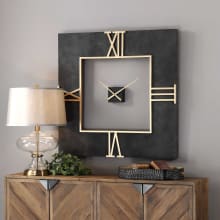 Mudita 40" Square Concrete Black and Gold Industrial Modern Wall Clock
