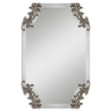Andretta Elegant Frameless 29" x 19" Vanity Bathroom Wall Mirror with Decorative Scroll Corners
