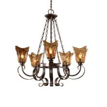 5 Light Single Tier Chandelier with Handmade Glass Shades from the Vetraio Collection
