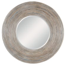 Vortex 47" Diameter Circular Beveled Plywood, Rattan, and Wood Accent Mirror