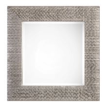 Cressida 40" Square Contemporary Beaded Metal Frame Wall Mirror