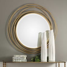 Whirlwind 39" Round Wire Framed Modern Gold Large Wall Mirror