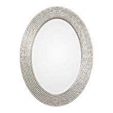 Conder 25" Wide Oval Hammered Metal Framed Beveled Wall Mirror