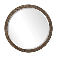 Wayde 30" Round Rustic Wood Bark Framed Beveled Wall Mirror