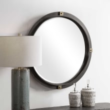 Tull 36" Round Coastal Porthole Inspired Industrial Beveled Large Wall Mirror