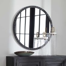 Dandridge 34" Round Hand Forged Iron Frame Industrial Style Wall Mirror