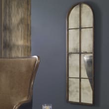 Amiel 50" X 17" Arched Window Pane Rustic Farmhouse Full Length Wall Mirror with Antiqued Mirror Face