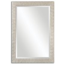 Porcius Antiqued Silver Textured Frame Wall Mirror