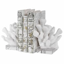 Charbel 5-3/4" Wide Coral Set of 2 Crystal and Resin Bookends