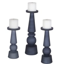 Cassiopeia Set of (3) Glass Pillar Candlestick Set - Candles Included