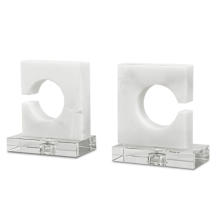Clarin 7" Wide Crystal and Marble Bookends - Set of 2