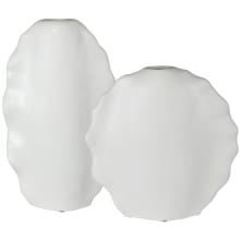 Ruffled Feathers Set of (2) Modern White Organic Shaped Ceramic Vases