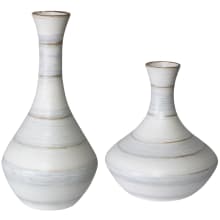 Potter Set of (2) Handcrafted Ceramic Fluted Striped Vases