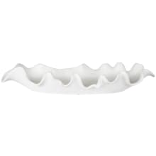 Ruffled Feathers 24" Wide Modern White Scalloped Edge Long Decorative Bowl