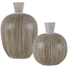 Islander 16" Tall Terracotta and Bamboo Vase - Set of 2