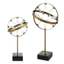 Realm 21-1/2" Tall Glass and Metal Abstract Table Statue - Set of 2