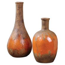 Kadam Orange Ceramic Vases - Set of 2
