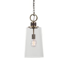 Rosston 10" Wide Refined Industrial Farmhouse 1 Light Mini Pendant with Clear Glass Shade and Leather Band by Kalizma Home