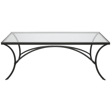 Alayna 24" Wide Tempered Glass Top and Metal Coffee Table