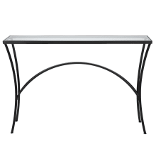 Alayna 10" Wide Tempered Glass Top and Metal Console/Sofa Table