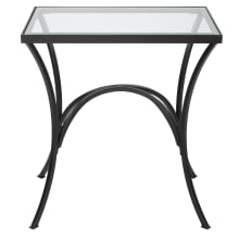 Alayna 16" Wide Glass Top Metal and Tempered Glass End Table