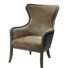 Snowden Velvet Chair with Faux Leather Back