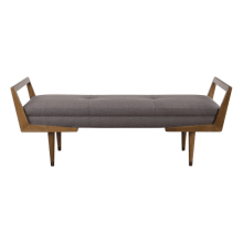 Waylon 59 Inch Wide Wood Bench with Fabric Upholstery by Matthew Williams