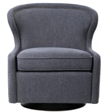 Biscay 28" Wide Wingback Swivel Chair with Herringbone Upholstery and Nailhead Accents by Jim Parsons