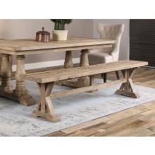 Stratford 19" x 76" Solid Wood Farmhouse Trestle Base Dining Bench - 100% Reclaimed Wood