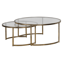 Rhea Two Piece Metal Frame Nesting Coffee Table Set with Glass Tops by Grace Feyock