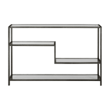 Leo 52 Inch Wide Iron Console Table with Tempered Glass Shelves by Grace Feyock