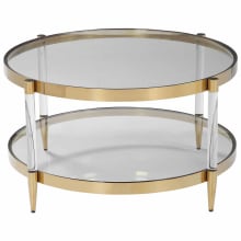 Kellen 32" Diameter Glass Top Acrylic and Stainless Steel Coffee Table