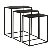 Coreene Three Piece Iron Nesting Table Set with Aluminum Tops