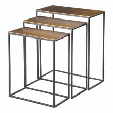 Coreene 3 Piece Aluminum Top Iron Nesting Table Set