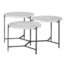 Contarini 38" Long 3 Piece Marble Top Iron Coffee Table