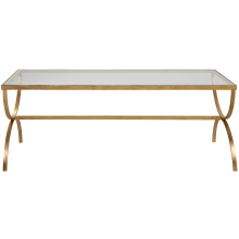 Crescent 48" Wide Iron and Tempered Glass Coffee Table