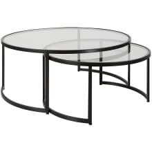 Rhea 42" Diameter Iron and Tempered Glass Nesting Coffee Tables Set