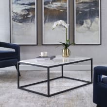 Vola 40" Wide Iron and Marble Coffee Table