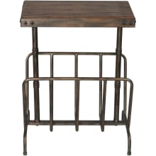 Sonora 12" Long Iron and Walnut Wood End Table