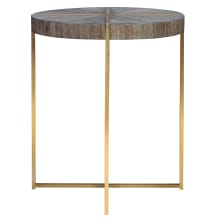 Taja 20" Diameter Acacia Veneer Top Stainless Steel Side Table