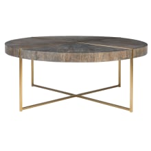 Taja 42" Diameter Acacia Veneer Top Stainless Steel Coffee Table