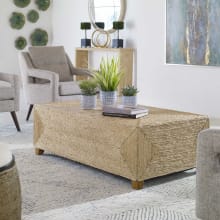 Rora 48"W Tropical Coastal Beach Woven Banana Plant Coffee Table