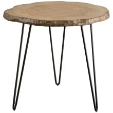 Runay 22" Diameter Veneered Wood Top Metal Side Table