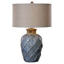 Parterre 1 Light 30" Tall Table Lamp with Brown Fabric Shade