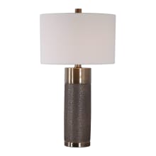 Brannock 18" Wide Medium (E26) Single Bulb Base Ambient Light Ceramic Body Contemporary Table Lamp with Fabric Shade