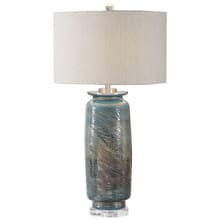 Olesya Contemporary Coastal 30" Tall Glazed Table Lamp with Linen Drum Shade