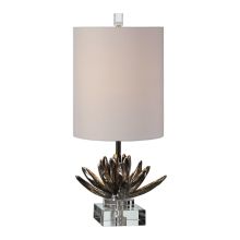 Silver Lotus Single Light 25" Tall Table Lamp with Clear Crystal Base