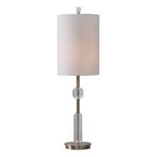 Margo 10" Wide Medium (E26) Single Bulb Base Ambient Light Cut Crystal Buffet Lamp with Fabric Shade