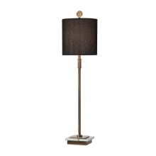 Volante 9" Wide Medium (E26) Single Bulb Base Ambient Light Iron Table Lamp with Fabric Shade and Crystal Accent