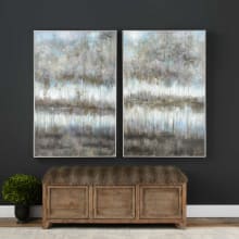 Gray Reflections Set of (2) 35" x 53" Hand Painted Neutral Landscape Paintings